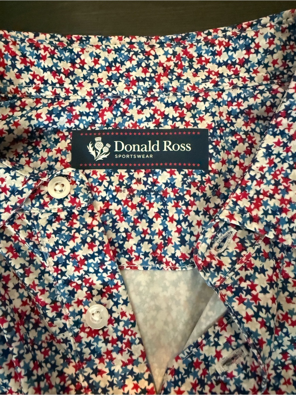 Donald Ross Men's Polo XL - Red, Blue, White Print Gamble Sands Logo - Picture 3 of 3